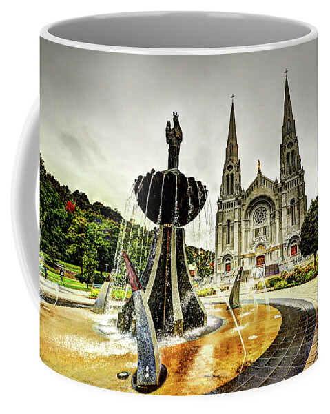 Basilica Of Sainte-anne-de-beaupré Coffee Mug featuring the digital art Basilica of Sainte Annede Beaupre by Rod Melotte