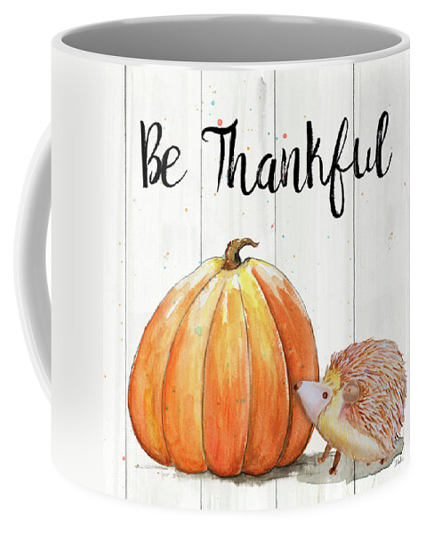 Thankful Coffee Mug featuring the painting Be Thankful Harvest Hedgehog I by Patricia Pinto