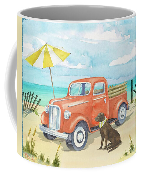 Watercolor Coffee Mug featuring the painting Beach Truck II by Paul Brent