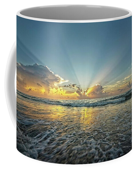 Sea Coffee Mug featuring the photograph Beams of Morning Light 2 by Steve DaPonte