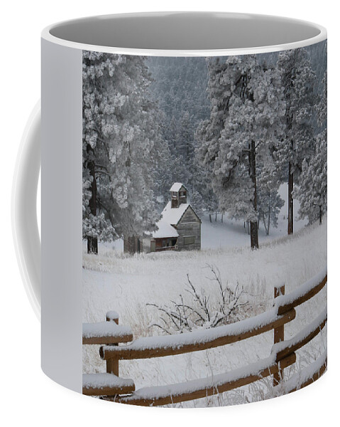 Winter Coffee Mug featuring the photograph Beautiful Abandoned Building Winter Landscape by Cascade Colors