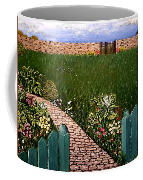 Garden Coffee Mug featuring the painting Beauty on a stormy day by Kathlene Melvin