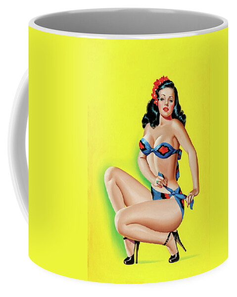 Pinup Coffee Mug featuring the painting Beauty Parade Magazine; Pinup in a Bikini by Peter Driben