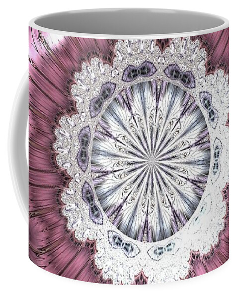 Bejeweled Royal Purple Diadem Fractal Abstract Coffee Mug featuring the digital art Bejeweled Royal Purple Diadem Fractal Abstract by Rose Santuci-Sofranko