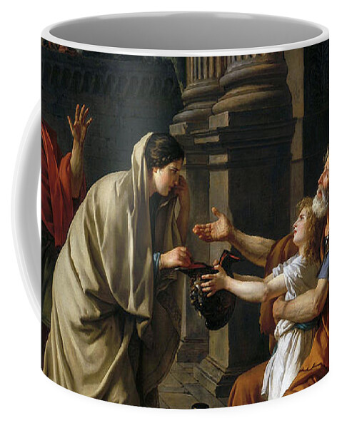 Belisarius Coffee Mug featuring the painting Belisarius by Jacques Louis David by Rolando Burbon