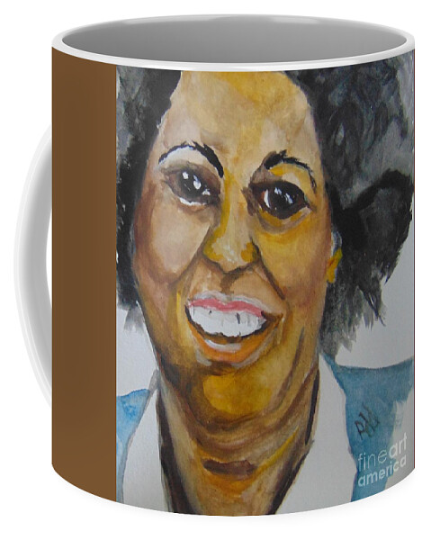 Toni Morrison Coffee Mug featuring the painting Beloved Queen Toni by Saundra Johnson
