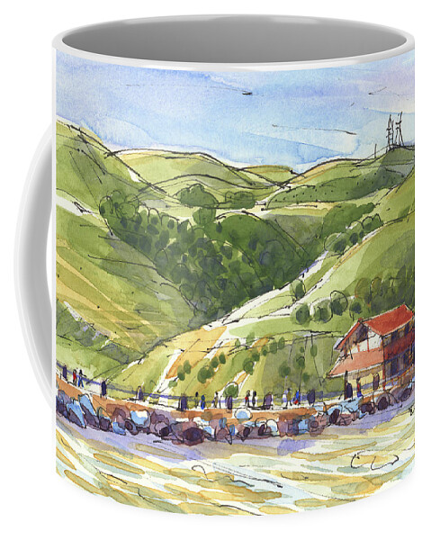 Benicia Coffee Mug featuring the painting Benicia Point Pier by Judith Kunzle