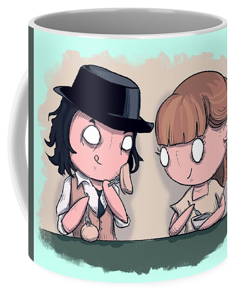 Depp Coffee Mug featuring the drawing Benny and Joon by Ludwig Van Bacon
