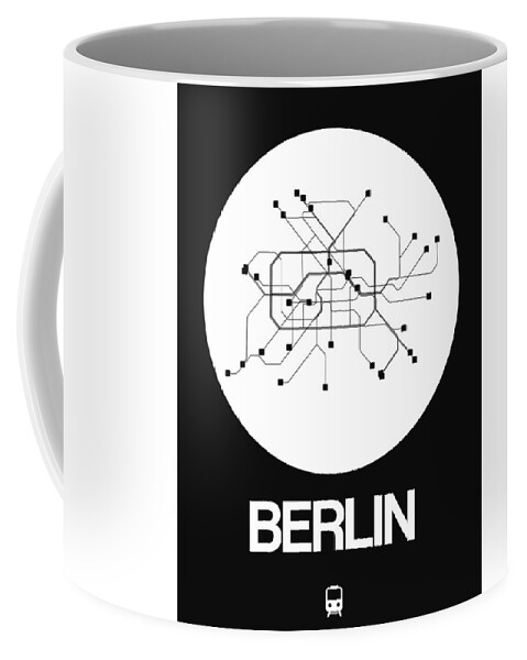  Coffee Mug featuring the digital art Berlin White Subway Map by Naxart Studio