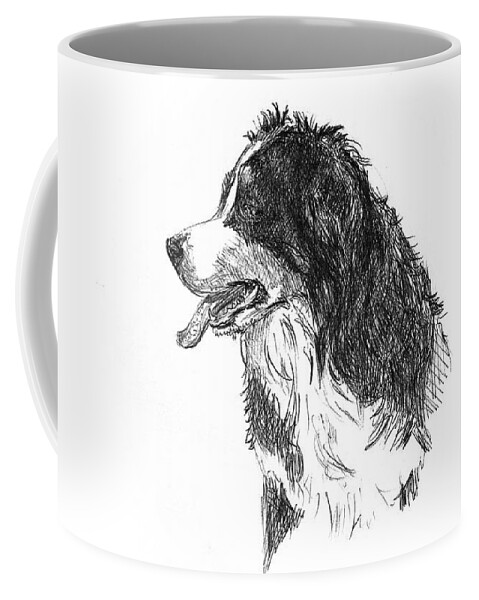 Bernese Mountain Dog Coffee Mug featuring the drawing Bernese Mountain Dog by Masha Batkova