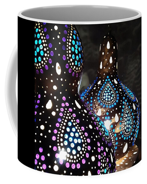 Oriental Coffee Mug featuring the painting Bespoke Gourd Turkish Lanterns by Taiche Acrylic Art