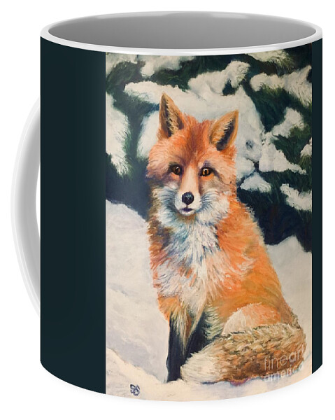 Red Fox Coffee Mug featuring the painting Betcha Cannot Catch Me by Susan Sarabasha