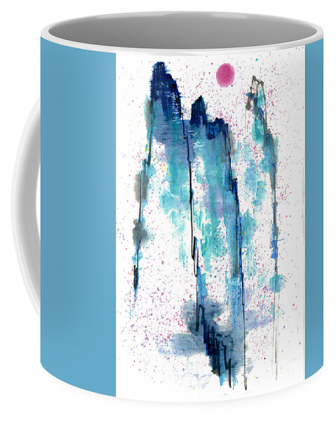 A Journey Through Time Depicted With Watercolor On Rice Paper By Mui-joo Wee In Simple Contemporary Brush Strokes Coffee Mug featuring the painting Beyond by Mui-Joo Wee