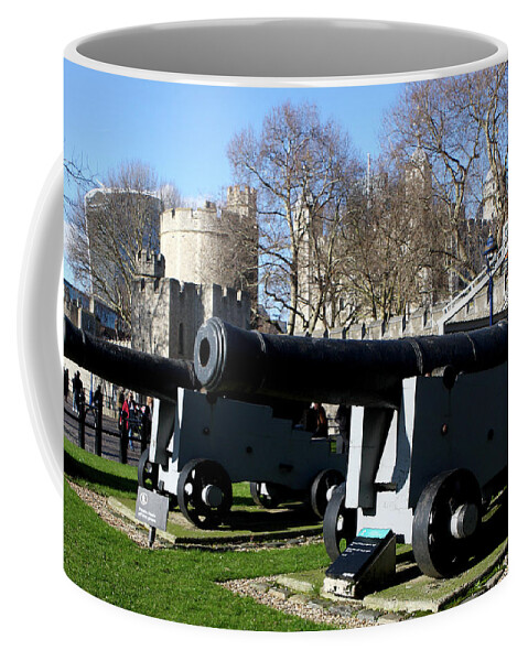 London Coffee Mug featuring the photograph Big Guns at the Tower of London by Aidan Moran