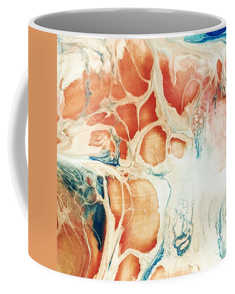 Big peach Cell Acrylic Pour Abstract Coffee Mug by Sheila Wenzel