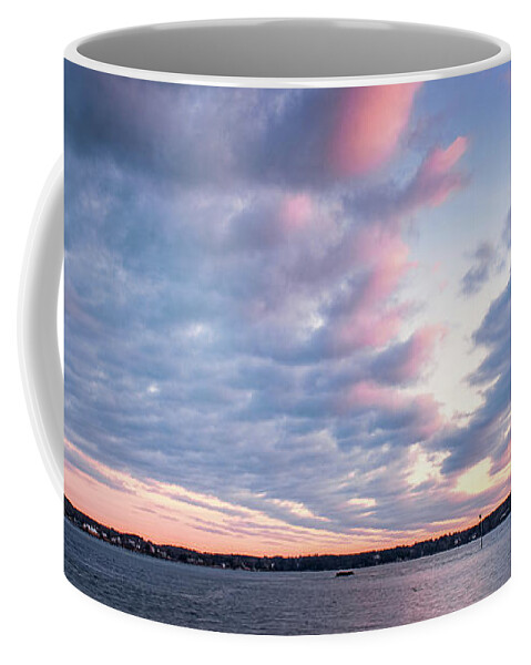 New Hampshire Coffee Mug featuring the photograph Big Sky Over Portsmouth Light. by Jeff Sinon