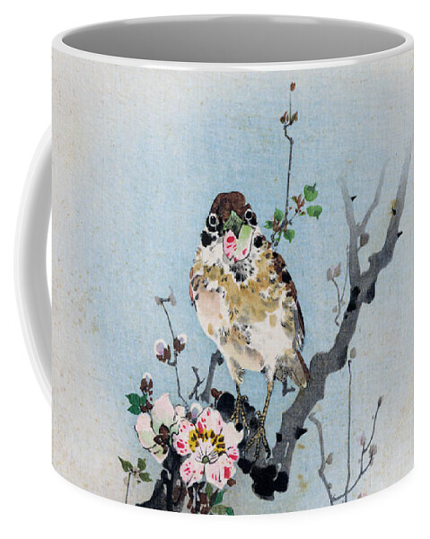 Rioko Coffee Mug featuring the painting Bird and Petal by Rioko