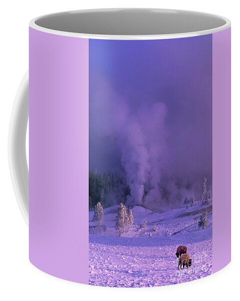 Dave Welling Coffee Mug featuring the photograph Bison Bison Bison Winter Morning Wild Wyoming by Dave Welling