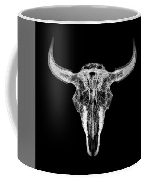 Kansas Coffee Mug featuring the photograph Bison skull x-ray 01bw by Rob Graham