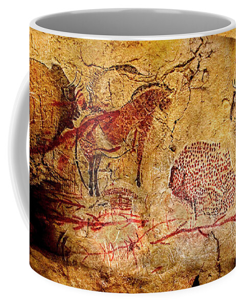 Bison Coffee Mug featuring the digital art Bisons Horses and other animals by Weston Westmoreland