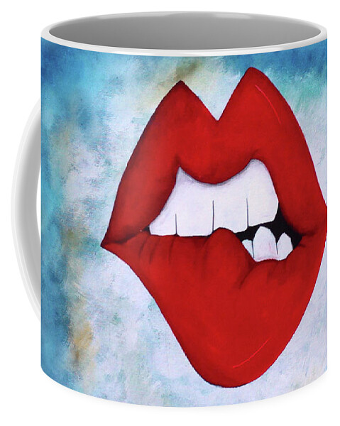 Prohibition Coffee Mug featuring the photograph Bitten Red Lips by Doc Braham