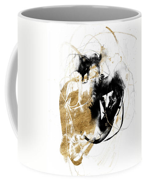 Abstract Coffee Mug featuring the painting Black & Gold Splash IIi by Jennifer Goldberger