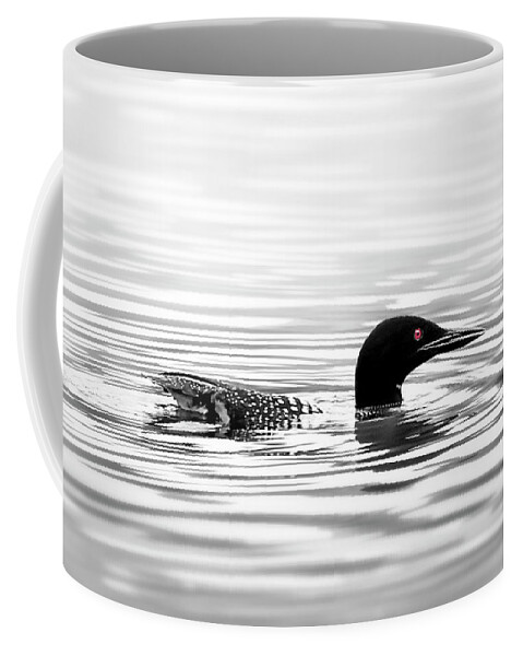 Loon Coffee Mug featuring the photograph Black And White Loon by Christina Rollo