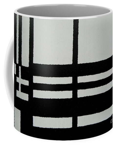 Black Coffee Mug featuring the painting Black and White Painting-2 by Katerina Stamatelos