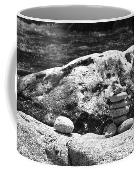 Black And White Coffee Mug featuring the photograph Black And White Stacked Stones by Phil Perkins