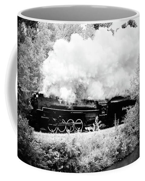 765 Coffee Mug featuring the photograph Black and White Train by Michelle Wittensoldner
