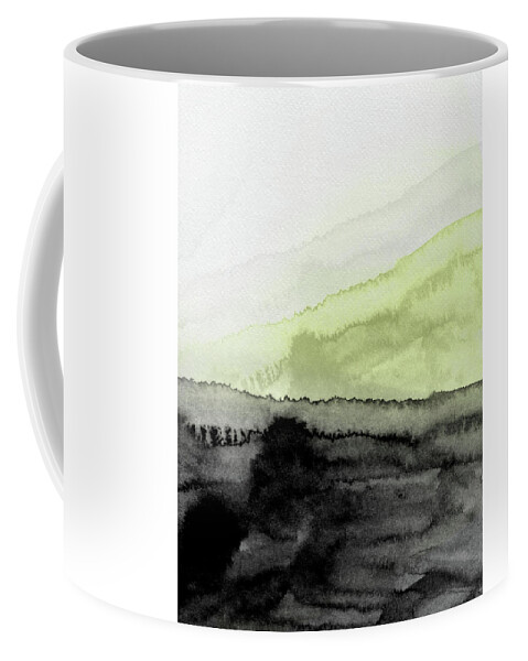 Landscape Coffee Mug featuring the painting Black and Yellow Mountains Watercolor by Naxart Studio