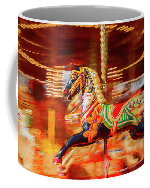 Amusement Coffee Mug featuring the digital art Black Carousel Horse Painting by Rick Deacon