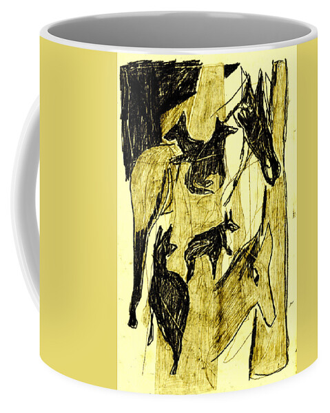 Piece Of Paper Coffee Mug featuring the digital art Black Ivory 1 Tinted Pencil 38 by Edgeworth Johnstone