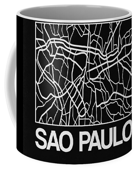 Sao Paulo Coffee Mug featuring the digital art Black Map of Sao Paulo by Naxart Studio