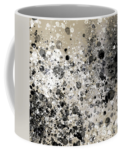 Graphic Design By Go Van Kampen Coffee Mug featuring the painting Black White Kit Splatter by Go Van Kampen