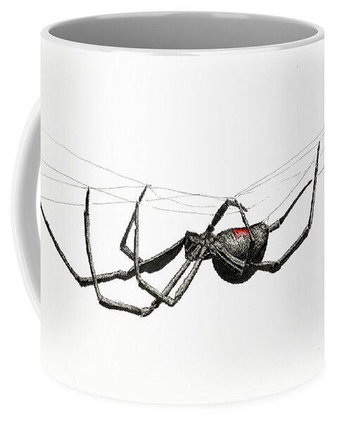 Black Widow Coffee Mug featuring the drawing Black Widow by Timothy Livingston