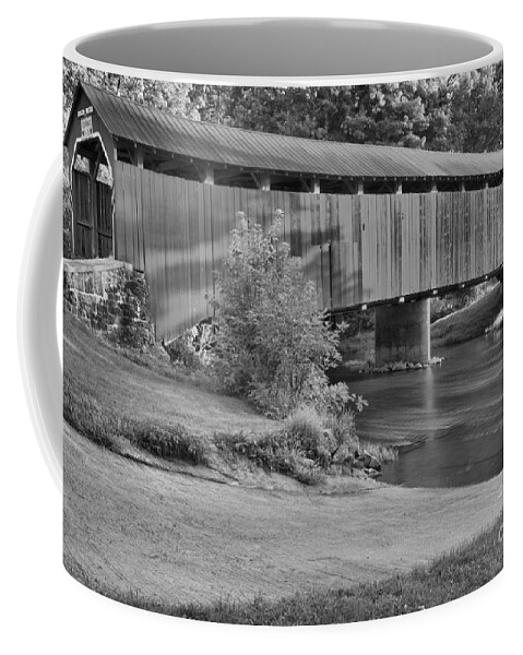 Enslow Coffee Mug featuring the photograph Blain Pennsylvania Enslow Bridge Black And White by Adam Jewell