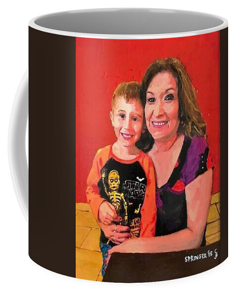 Blanca And Grandson Coffee Mug featuring the painting Blanca and Grandson by Gary Springer