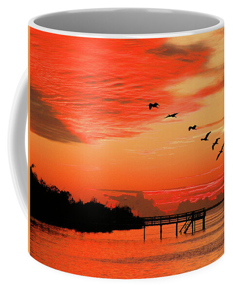 Sunset Coffee Mug featuring the photograph Blazing Sunset by Rosalie Scanlon