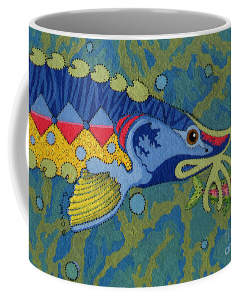 Native American Coffee Mug featuring the painting Blessed Sturgeon by Chholing Taha