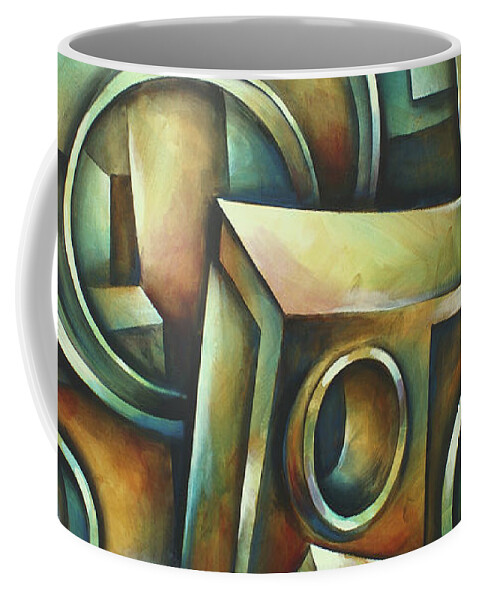 Geometric Coffee Mug featuring the painting  Blockade by Michael Lang