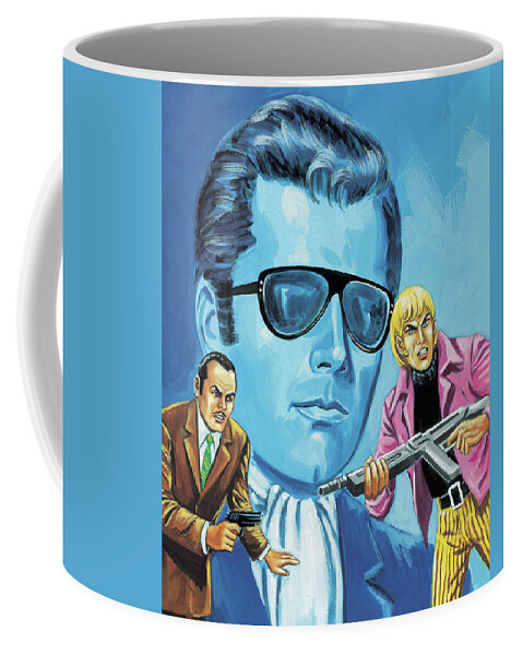 Accessories Coffee Mug featuring the drawing Blue Faced Man and Criminals by CSA Images