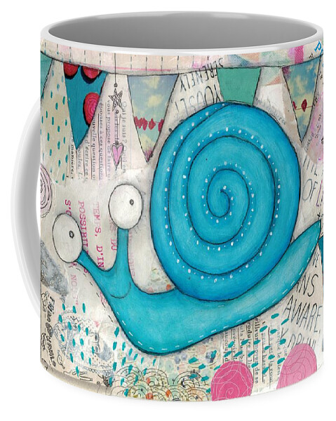 Illustration Coffee Mug featuring the mixed media Blue FancySnail by Barbara Orenya