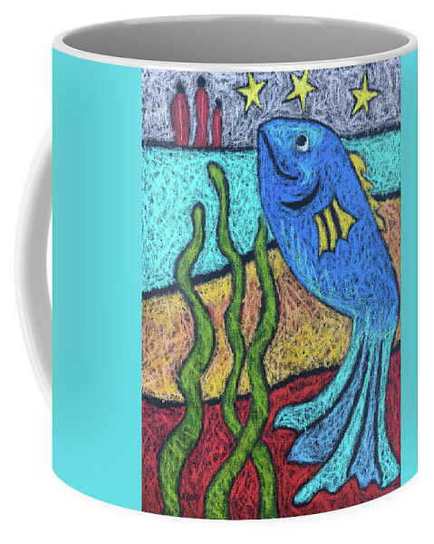 Painting Coffee Mug featuring the painting Blue Fish by Karla Beatty