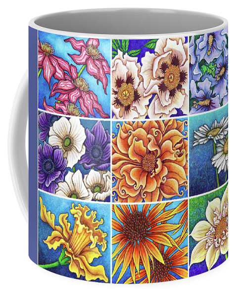 Garden Coffee Mug featuring the painting Blue Garden Patchwork 2 by Amy E Fraser