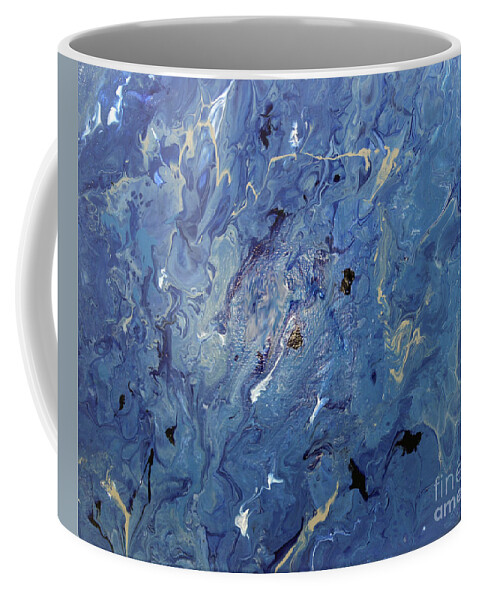 Abstract Coffee Mug featuring the painting Blue Ocean Acrylic Pour by Donna Walsh