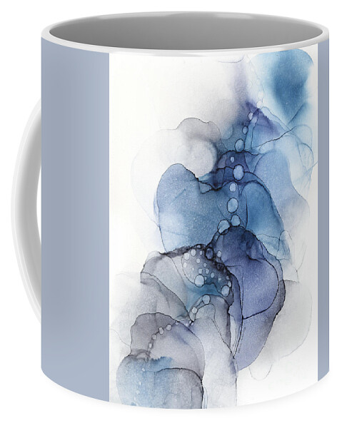 Alcohol Ink Coffee Mug featuring the painting Blue Petal Dots Whispy Abstract Painting by Alissa Beth Photography