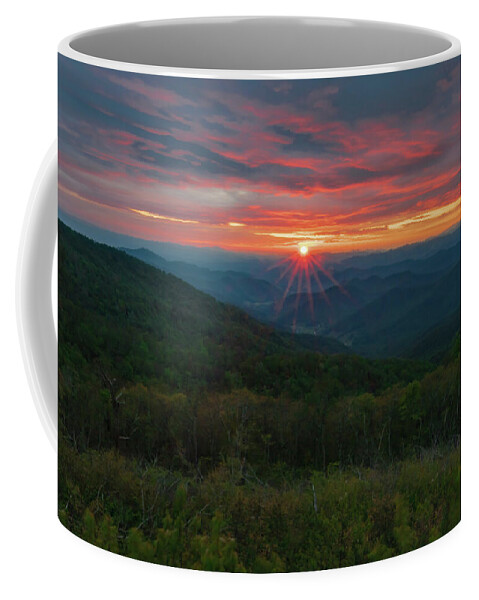 Glassmine Coffee Mug featuring the photograph Blue Ridge Layered Sunset by Norma Brandsberg