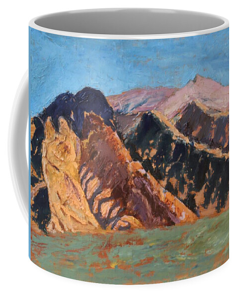 South Of France Coffee Mug featuring the painting Blue Sky Canigou by Vera Smith