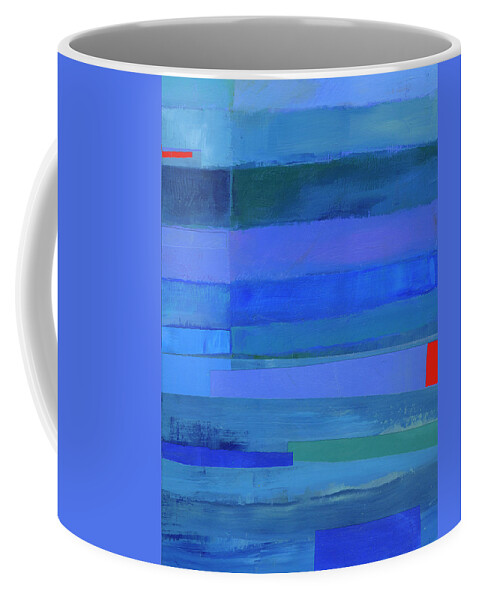 Abstract Art Coffee Mug featuring the painting Blue Stripes #9 by Jane Davies